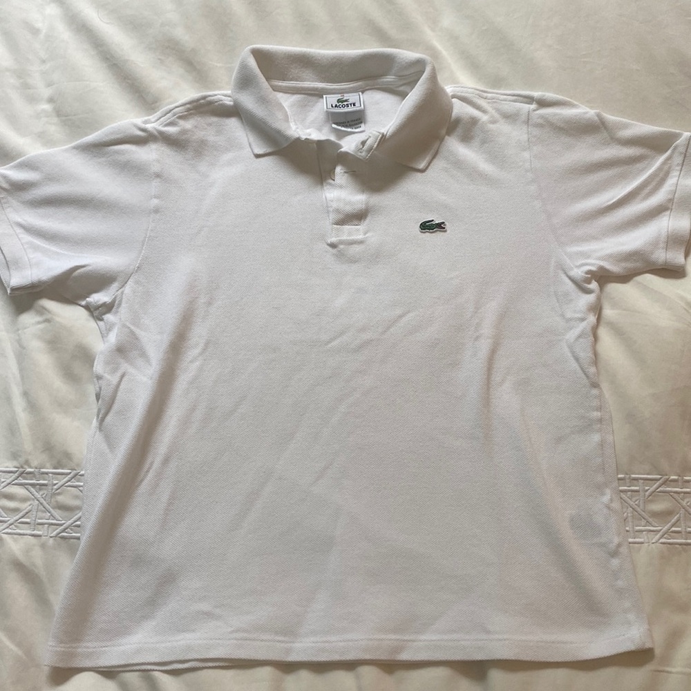 Lacoste Short Sleeve White Polo Youth M